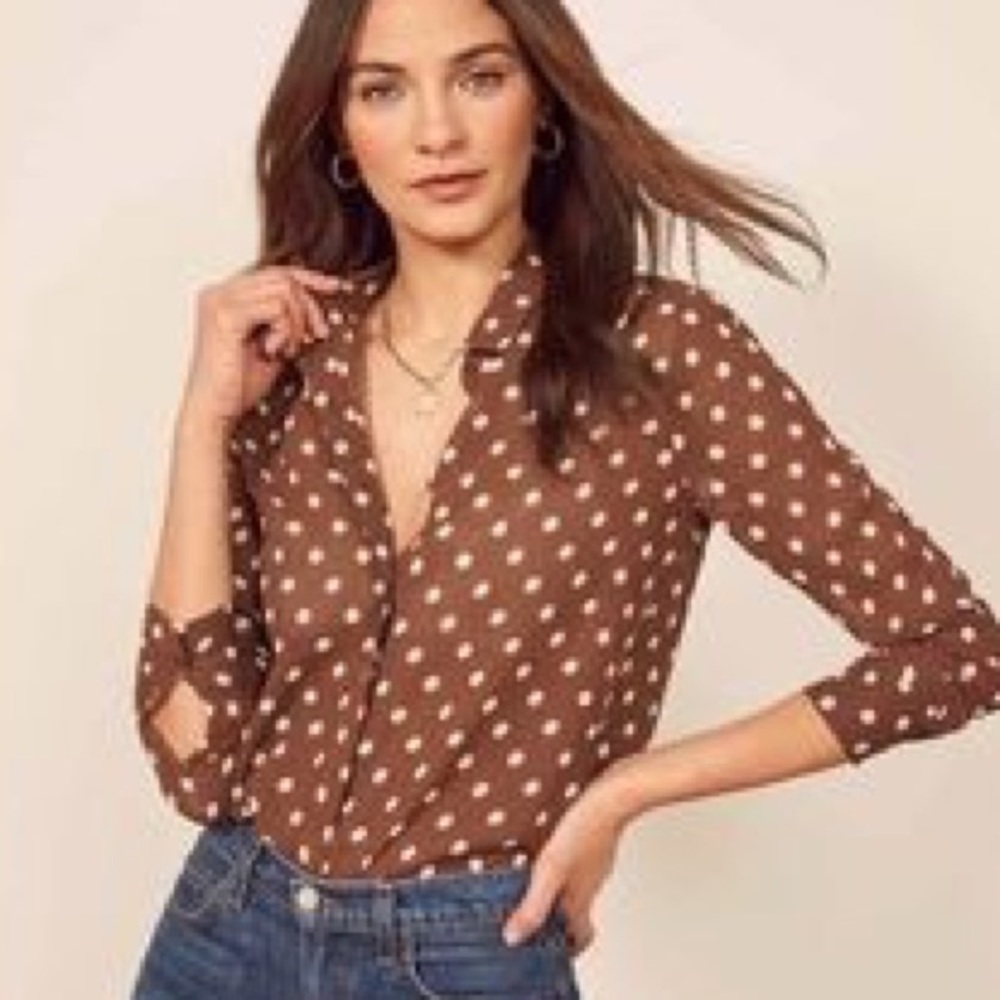 Reformation Violet Top in Au Lait XS